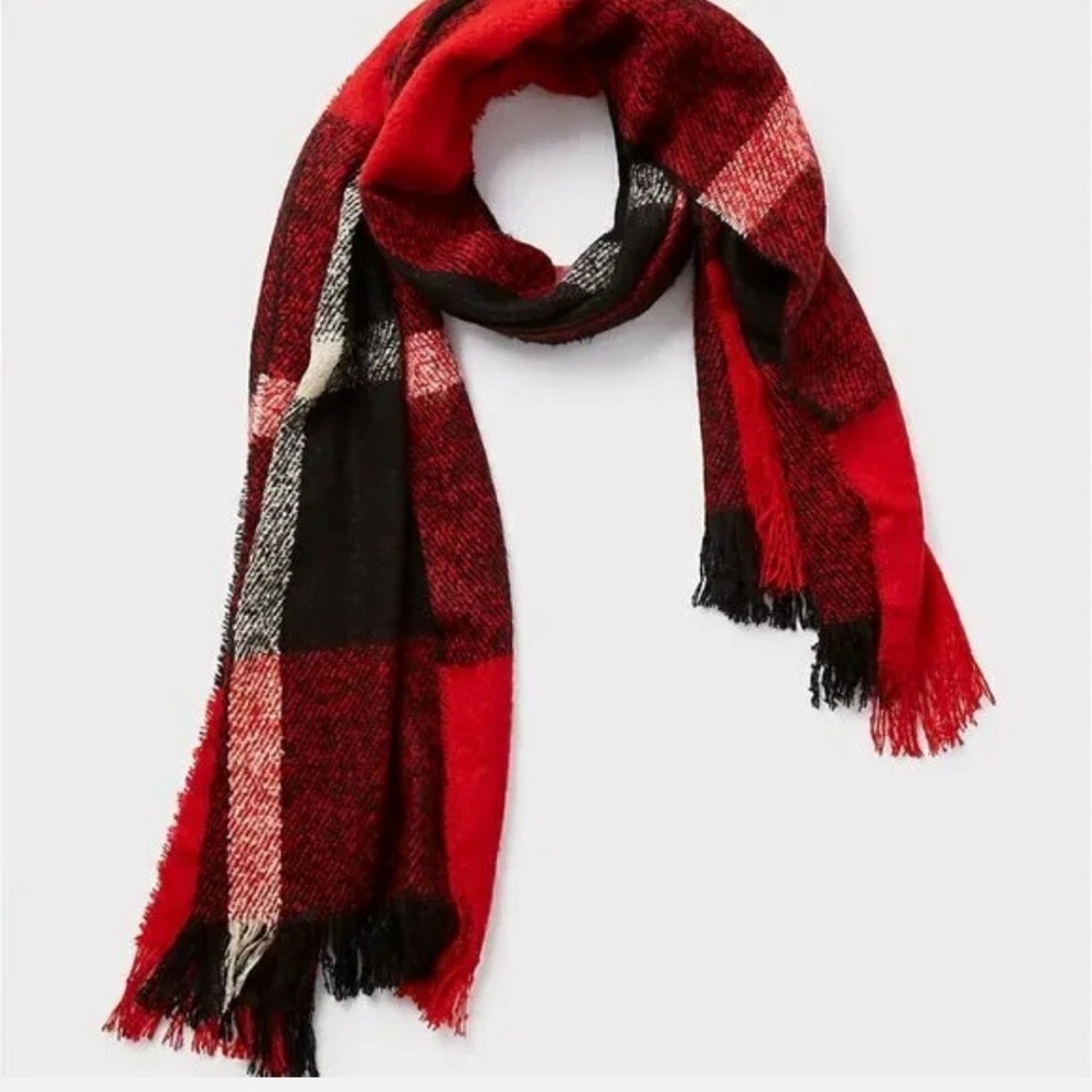 Torrid Red and Black Plaid Scarf